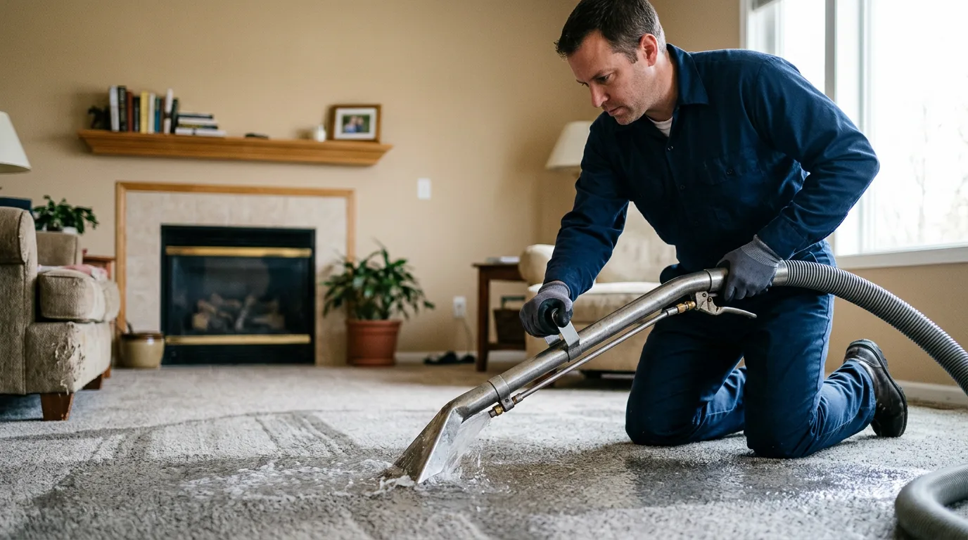 Water damage restoration technician working near Villa Ridge, MO